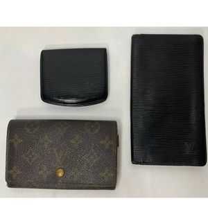 3 Authentic Louis Vuitton wallets tressor, cuvette, bifold